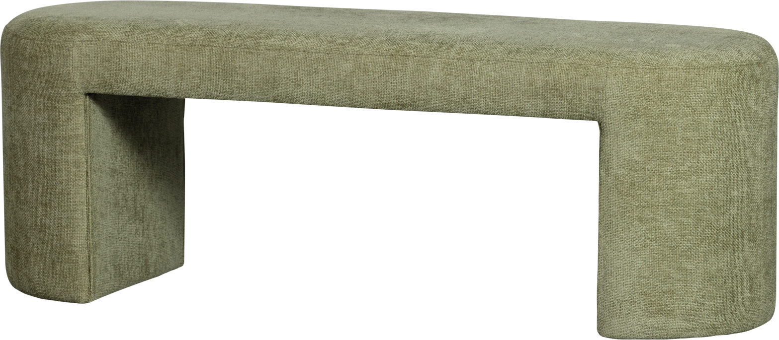 Bænk WOOOD Collection Jacob til entré olivengrøn polyester chenille L130xD46xH46 cm