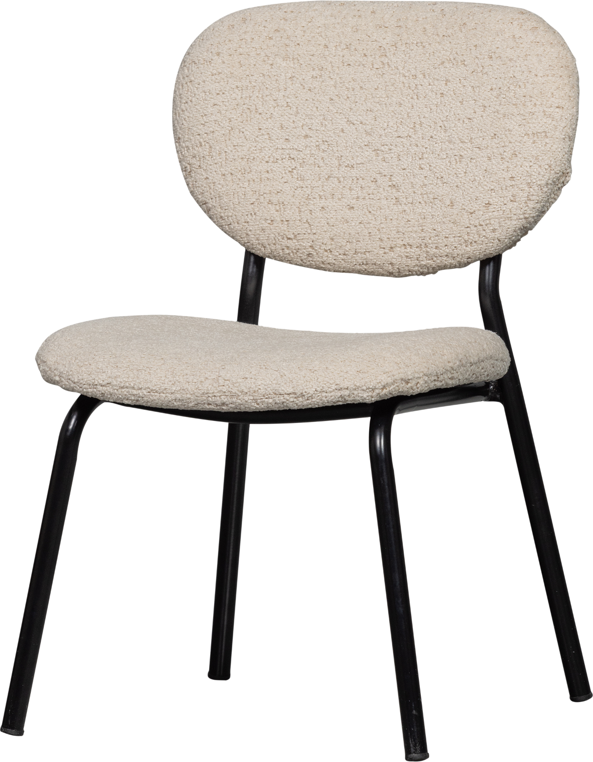Spisebordsstol WOOOD Poek boucléstof natur sort metalbase H60