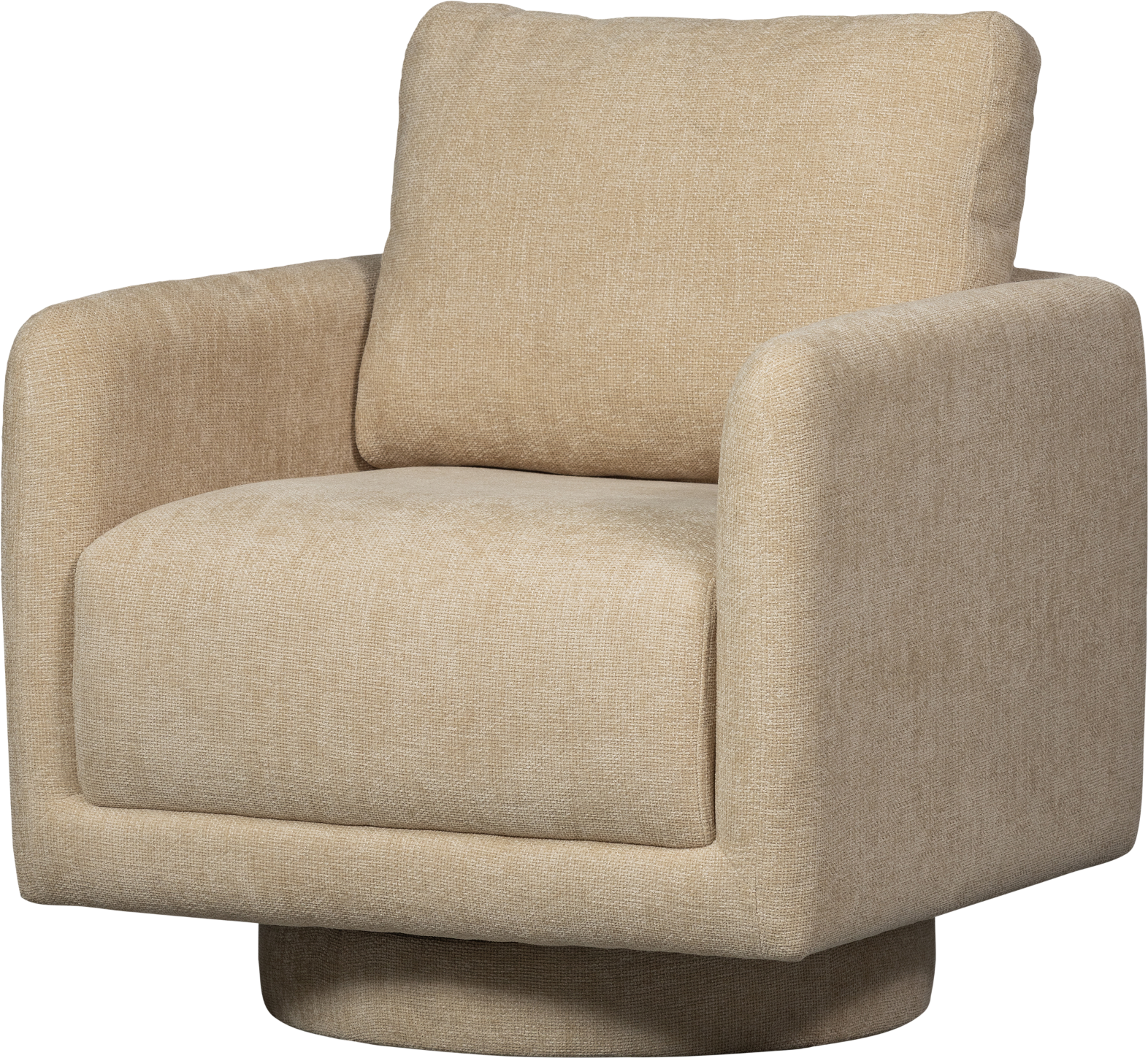 Lænestol WOOOD Oscar natur chenille polyester med drejefunktion, ergonomisk armlæn
