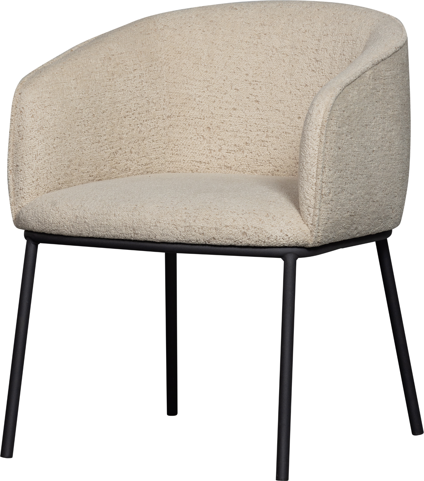 Spisebordsstol WOOOD Leon naturfarvet bouclé polstret med tubformet design og konisk metalbase