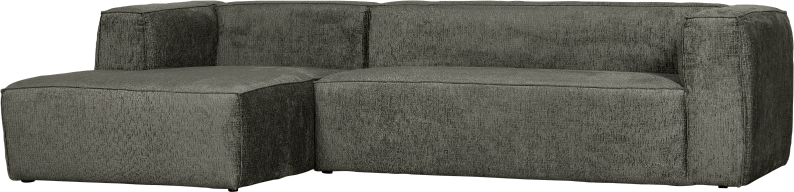 Hjørnesofa venstrevendt WOOOD Bean mørkegrå velour sofa med chaiselong