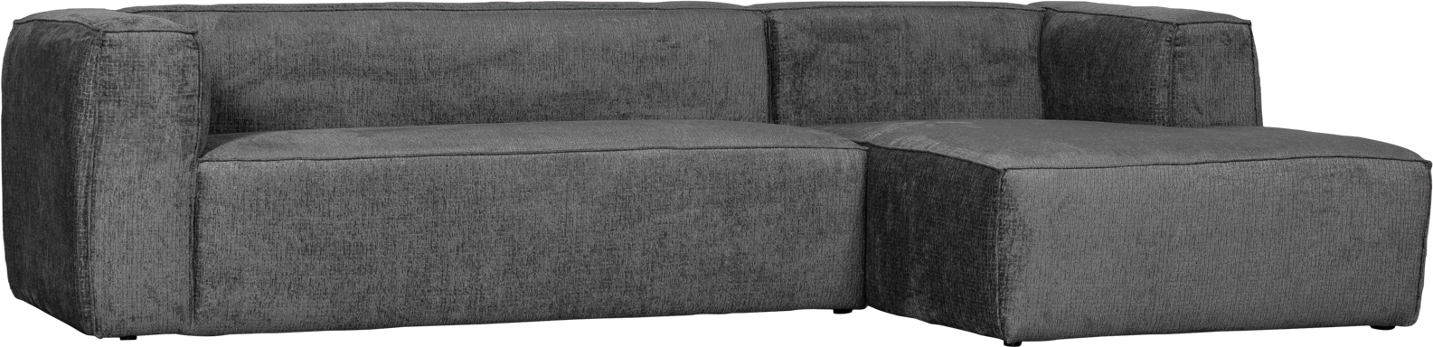 Hjørnesofa WOOOD Bean velour Sky højrevendt med chaiselong  -  rummelig 305x175 cm polyester