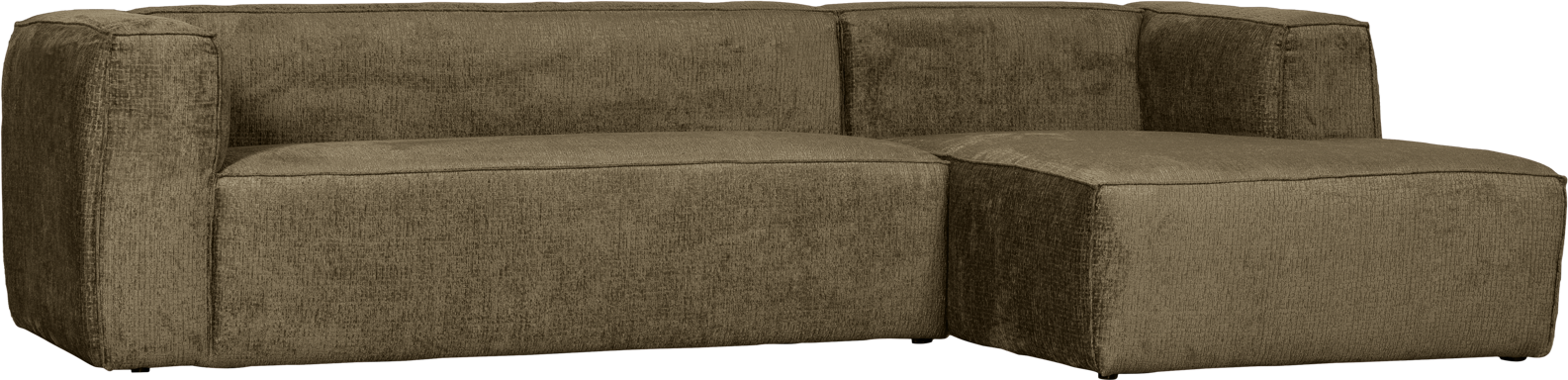 Hjørnesofa med chaiselong WOOOD Bean velour grøn højrevendt 305x175 cm