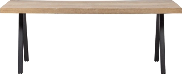 Spisebord plankebord WOOOD Tablo N i kalkvasket mangotræ med sorte V-ben  -  180x90x75 cm