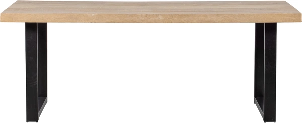 Spisebord WOOOD Tablo U i mangotræ med metal U-ben, 180x90 cm til 4-6 pers  -  naturlig kalkvask finish
