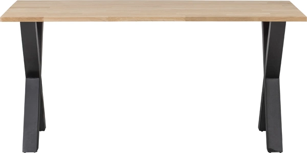 Spisebord WOOOD Tablo Alkmaar  -  massivt egetræ plankebord med sorte krydsben, 160Ã90Ã75 cm