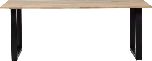 Spisebord WOOOD Tablo U-Leg plankebord i massivt egetræ 220Ã90 cm natur/sort