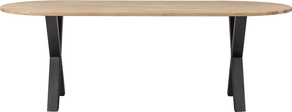 Spisebord WOOOD Tablo Oval FSC-eg plankebord natur med sorte metalben 220x90 cm