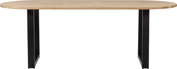 Spisebord WOOOD Tablo plankebord oval i FSC-certificeret eg med mat sort stel 220Ã90Ã75 cm natur