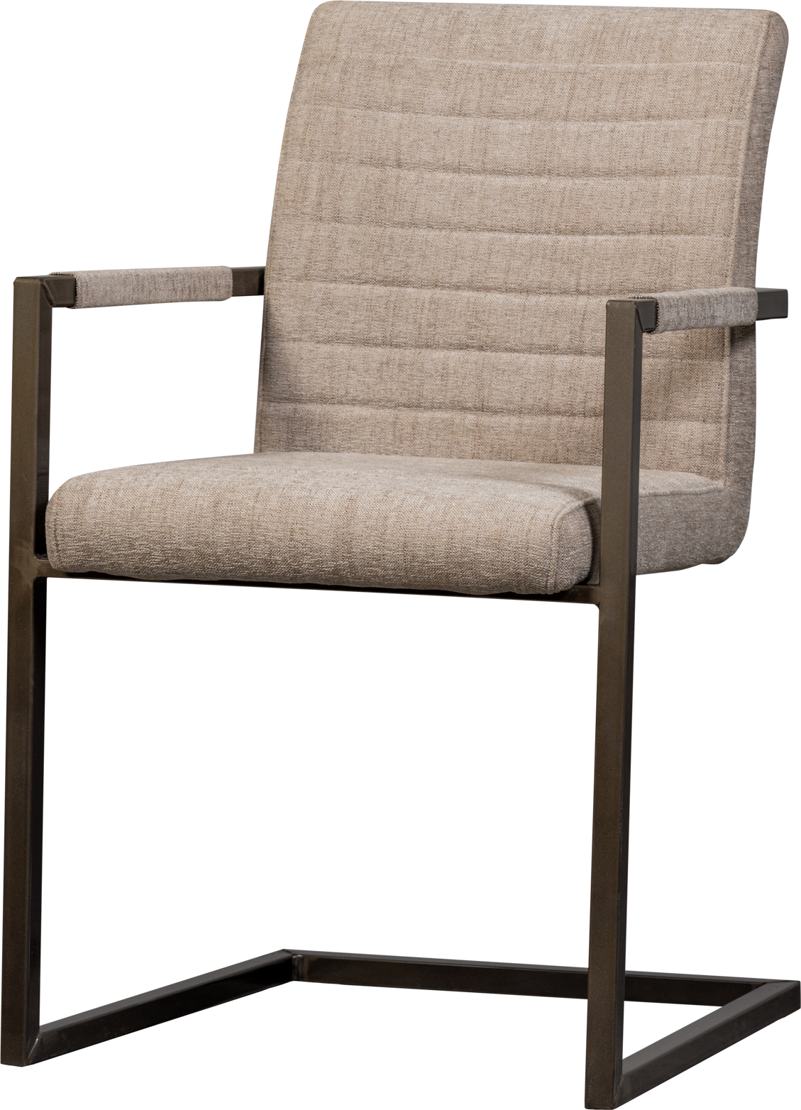 Spisebordsstol WOOOD Bas  -  sand vintage PU-læder ribbet, sort metalramme, H87xB54xD62 cm