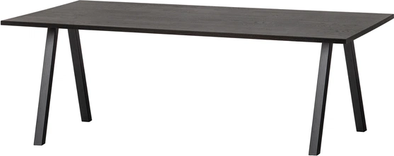 Spisebord WOOOD Tablo 200Ã90 cm, mørk eg bordplade & mat sort metalstel