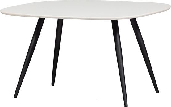 Rundt spisebord Tablo WOOOD Ø130 FSC-eg mat hvid bordplade, mat sort metalben