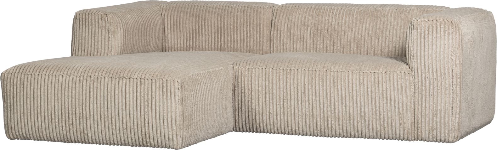 Chaiselong sofa WOOOD Bean venstrevendt travertin fløjl 254x178 cm