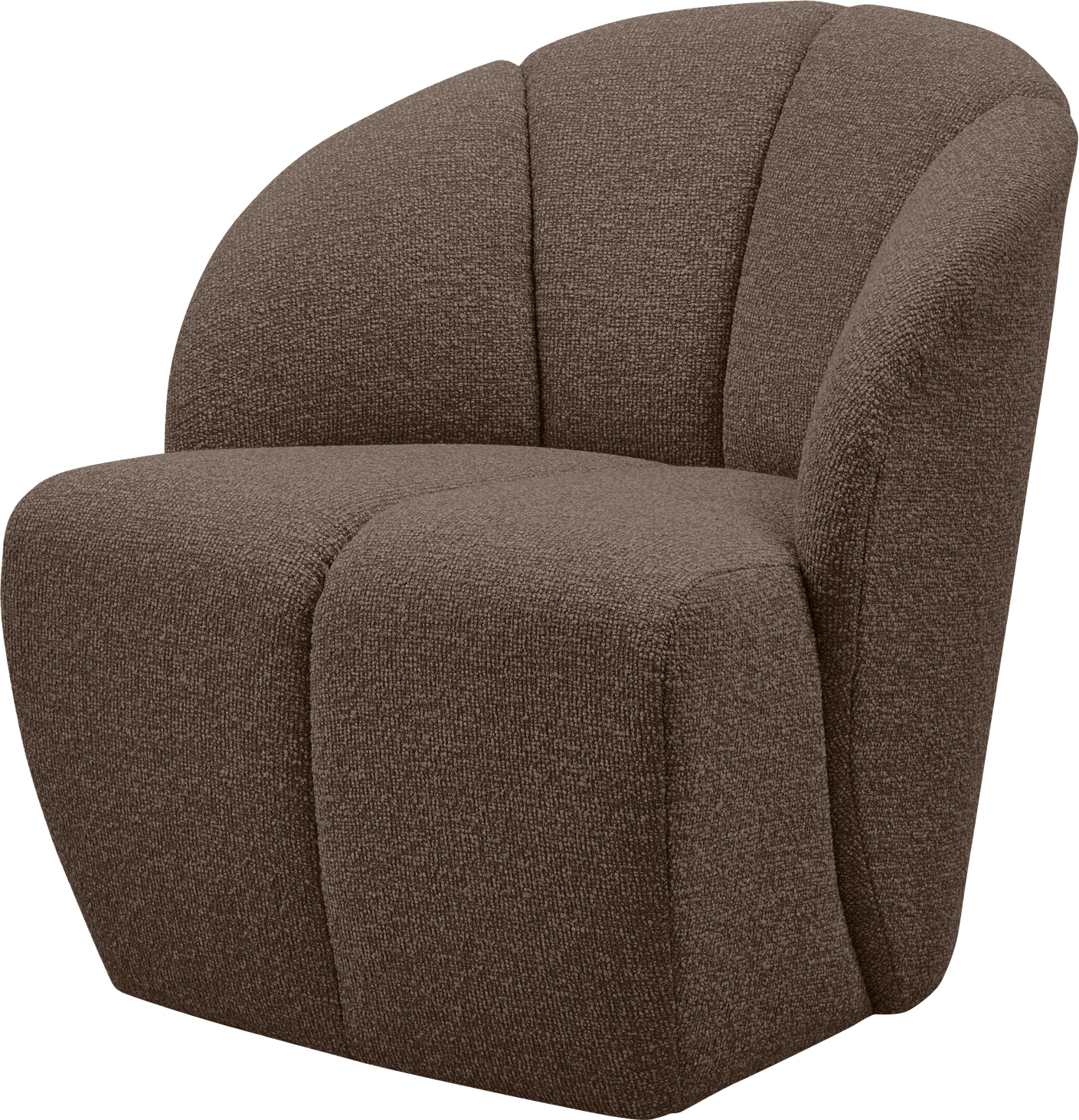 Lænestol WOOOD Mojo, drejelig bouclé i brun melange, 100% polyester, Martindale 100.000, kompakt H75xB68xD77 cm