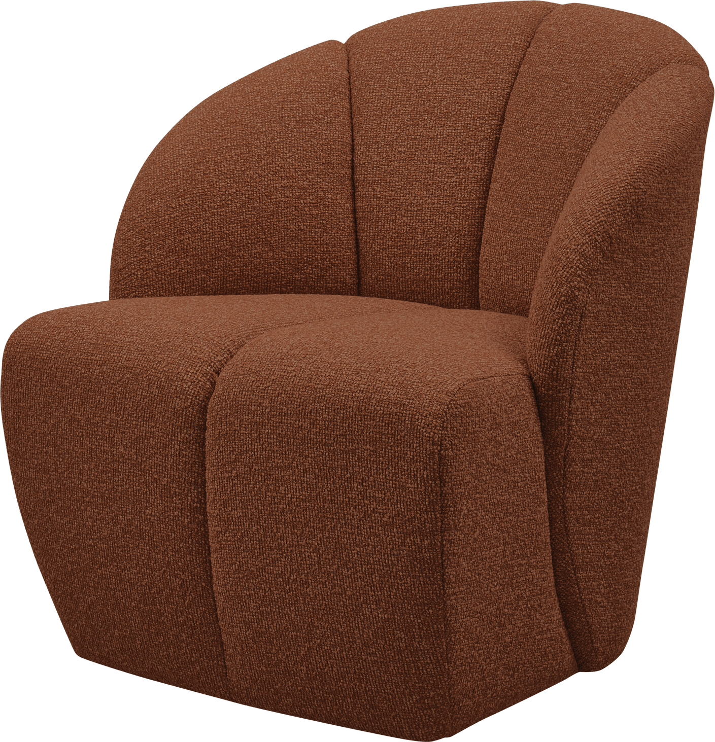 Drejelig lænestol WOOOD Mojo, rustbrun bouclé, 100% polyester