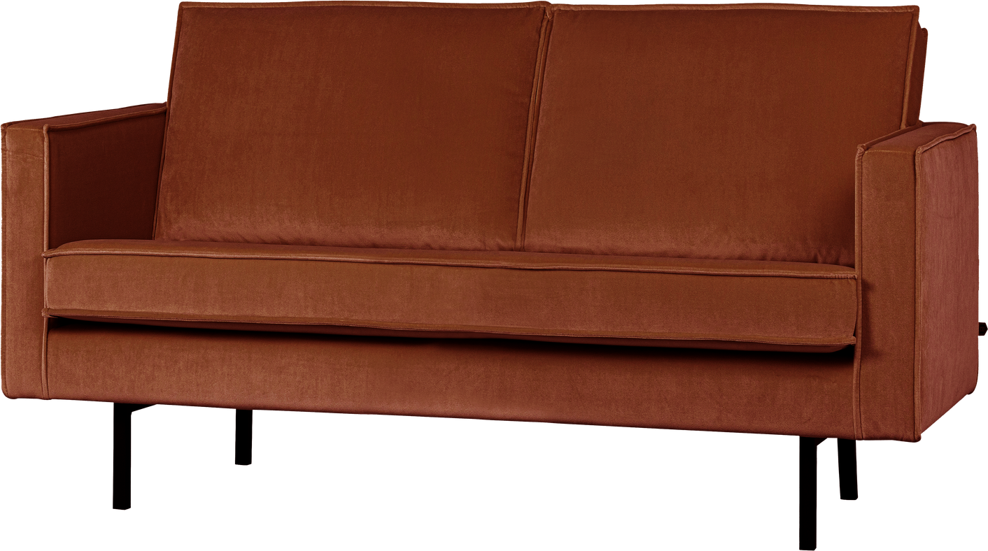 2-personers sofa WOOOD Rodeo, Jarra velvet velour rust, 150 cm, fast siddekomfort, Martindale 100.000