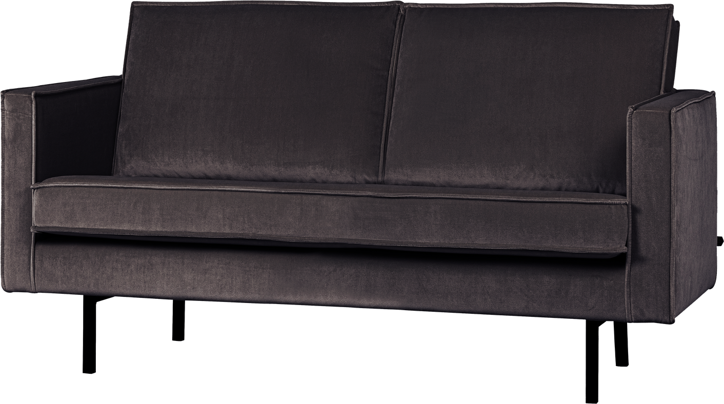 2-personers sofa WOOOD Rodeo antracit velour 150 cm højbenet