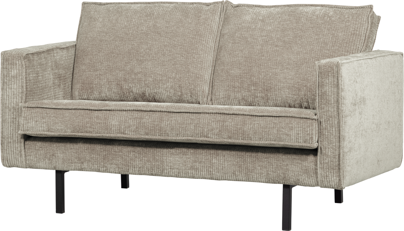 2-personers sofa WOOOD Rodeo, ribstrikket stof 100% polyester, mørk sand, 150 cm