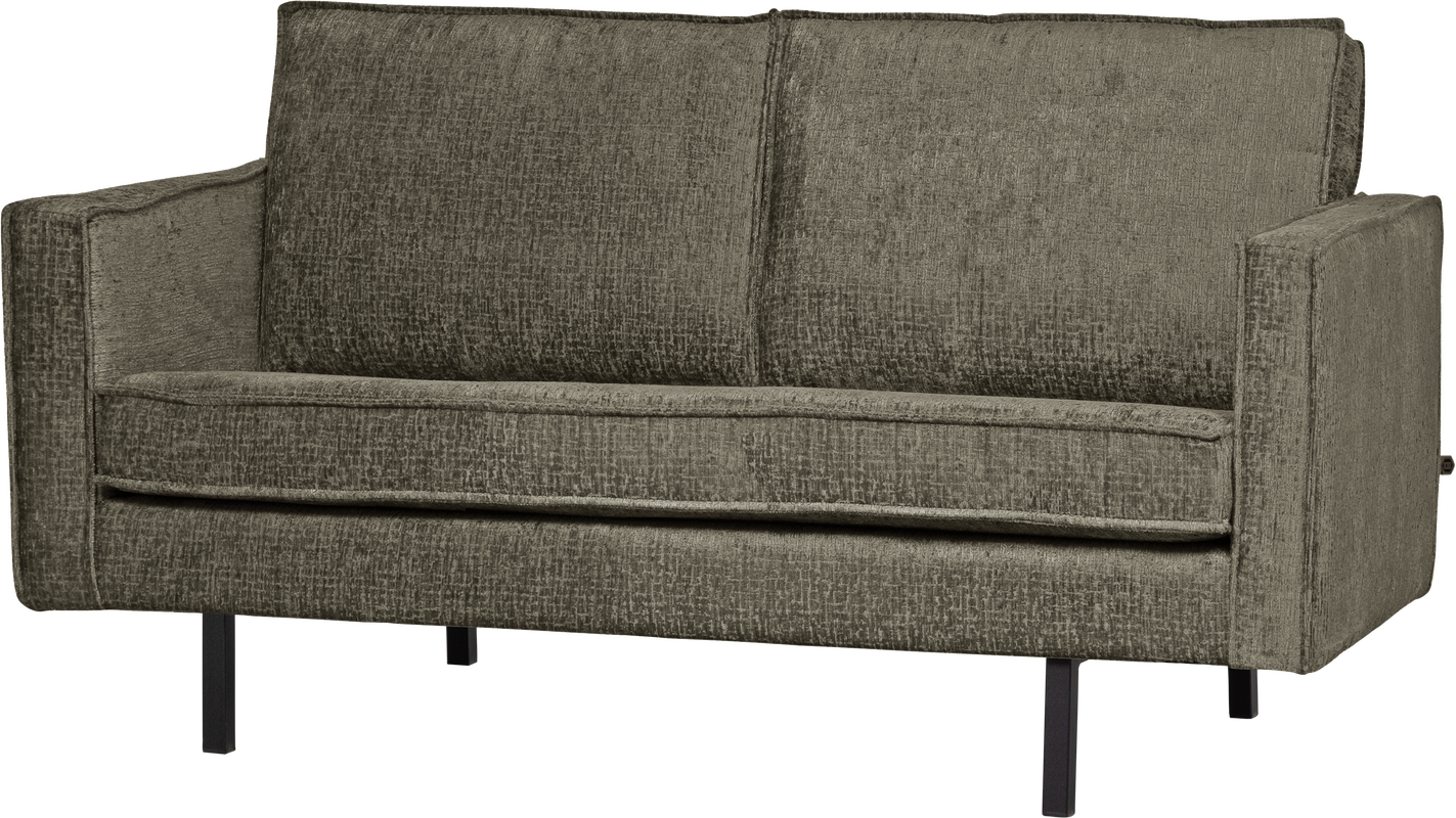 2-personers sofa WOOOD Rodeo - strukturvelour frost, kompakt B150 cm, slankt højbenstel