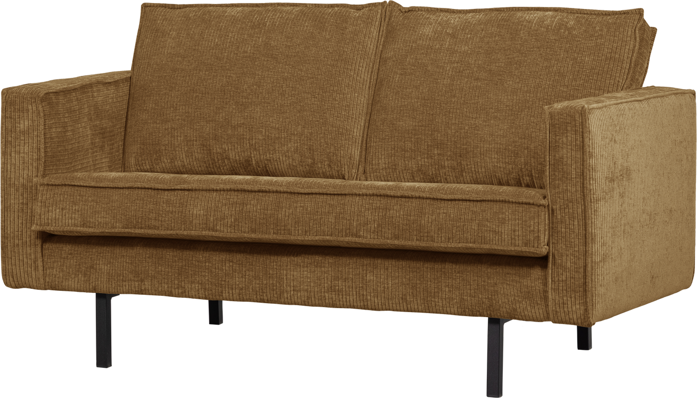 2-personers sofa WOOOD Rodeo honninggul Remy ribstof 150x86x85 cm