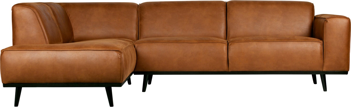 Hjørnesofa WOOOD Statement venstrevendt chaiselong cognac kunstlæder B274xD210xH77 cm