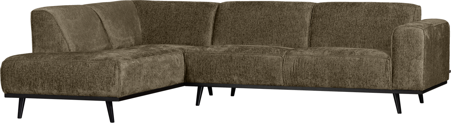 Hjørnesofa WOOOD Statement venstrevendt, grøn Bonsai i struktureret velour, B274ÃD210ÃH77 cm