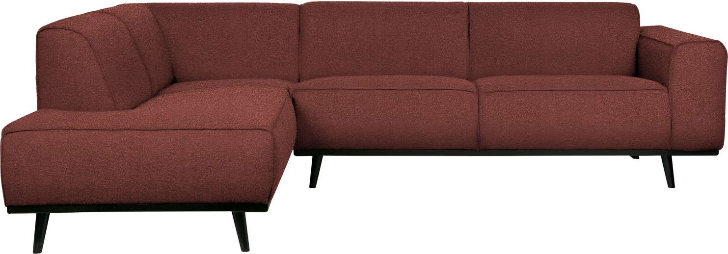 Hjørnesofa WOOOD Statement - kastanjebrun bouclé 274x210 cm, venstrevendt