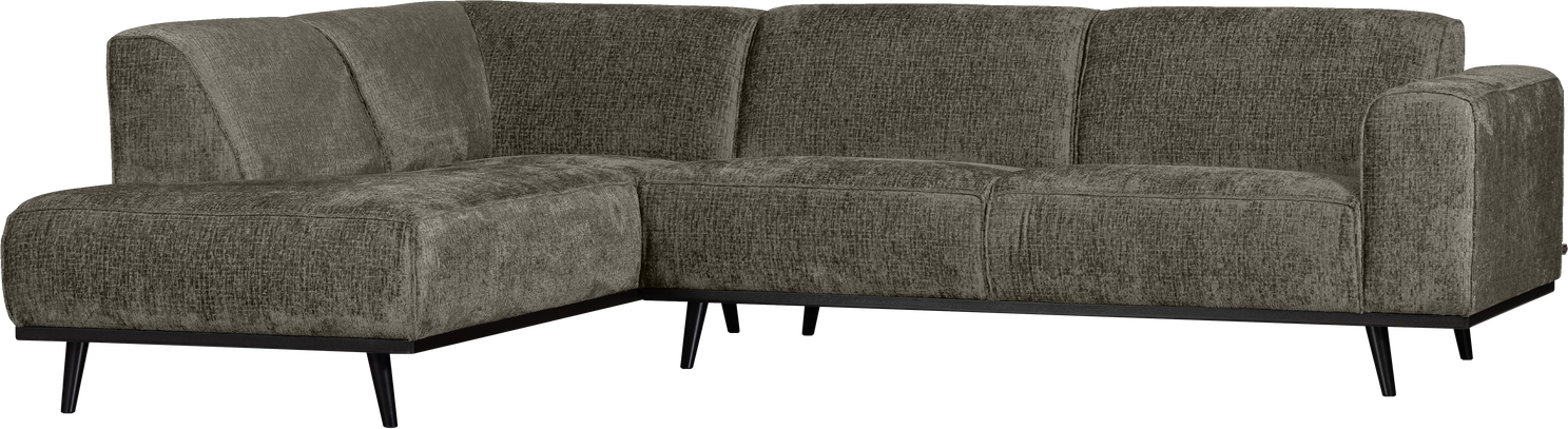 Hjørnesofa WOOOD Statement venstrevendt, Frost, struktureret velour, 274x210 cm