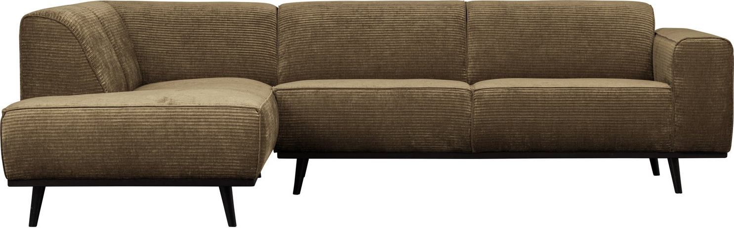 Hjørnesofa WOOOD Statement venstrevendt, brun vævet jacquard ribstof, 274x210 cm