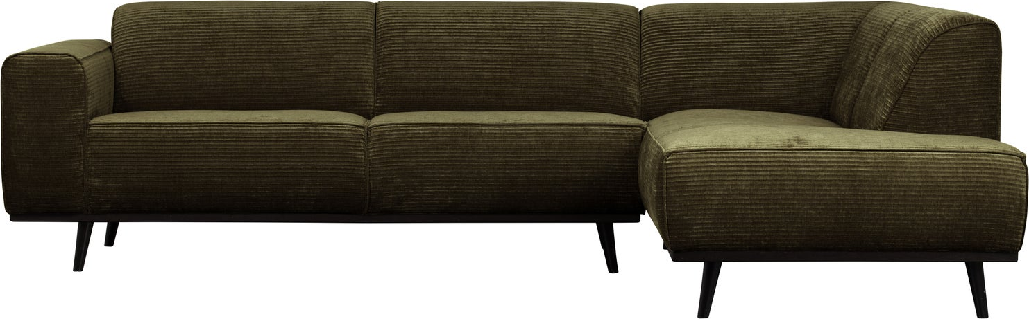 Hjørnesofa WOOOD Statement varm grøn ribstof jacquard, fløjlsagtig, højrevendt B274ÃD210ÃH77 cm