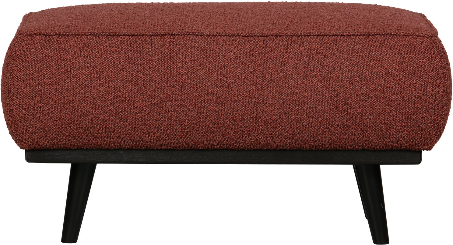 Puf WOOOD Statement blød bouclé kastanjebrun 80x55 cm fodskammel ekstra siddeplads
