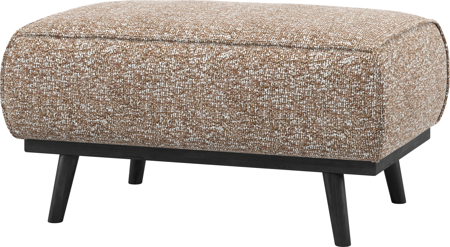 Puf WOOOD Statement, lysebrun melange stof, 100% polyester, rund fodskammel/siddepuf H40 x B80 x D55 cm