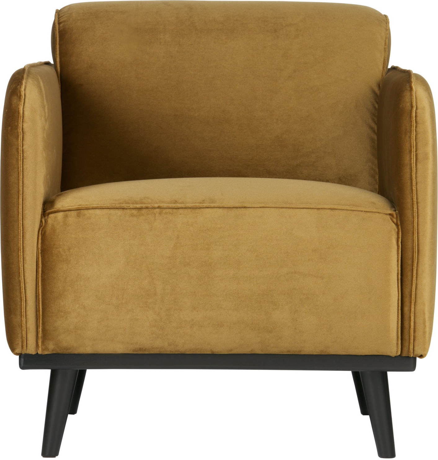 Lænestol WOOOD Statement, honninggul velour, høj komfort, Bonell-fjedre, Martindale 100.000, H77ÃB72ÃD93 cm