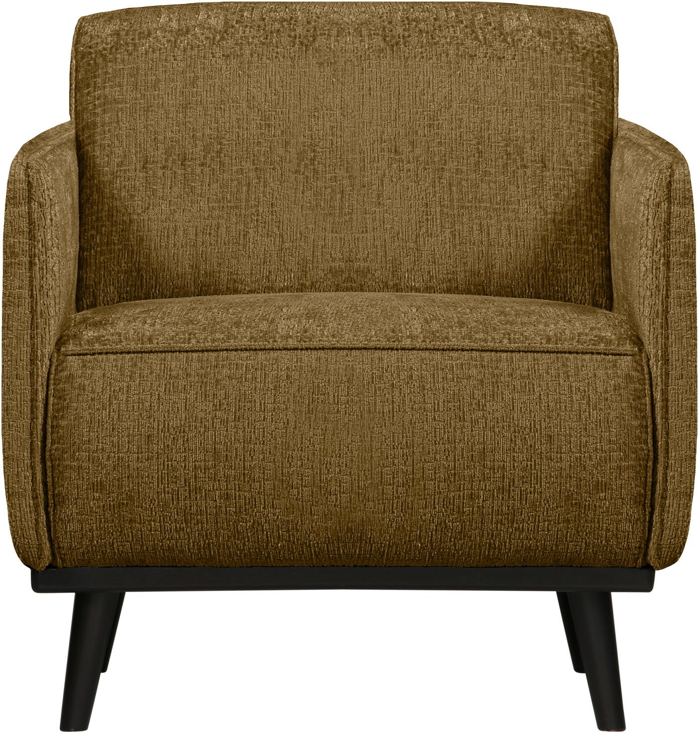 Lænestol WOOOD Statement  -  guld Ferra strukturvelour, bonell-affjedring, birkeben, H77ÃB72ÃD93 cm