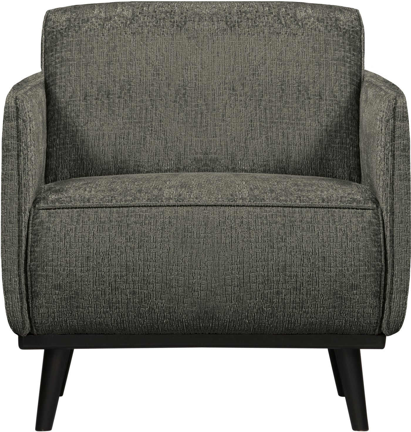 Lænestol WOOOD Statement, blå groft vævet velour, bøgetræsben, høj komfort, H77xB72xD93 cm
