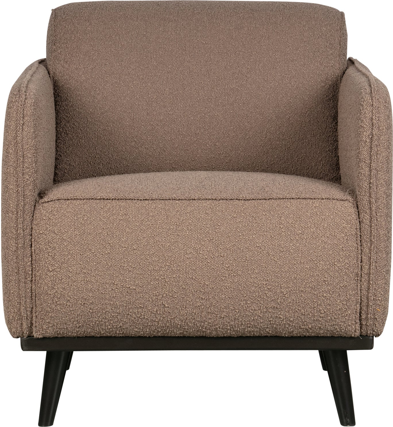 Lænestol WOOOD Statement, bouclé nougat, massivt træ stel, høj komfort H77ÃB72ÃD93 cm