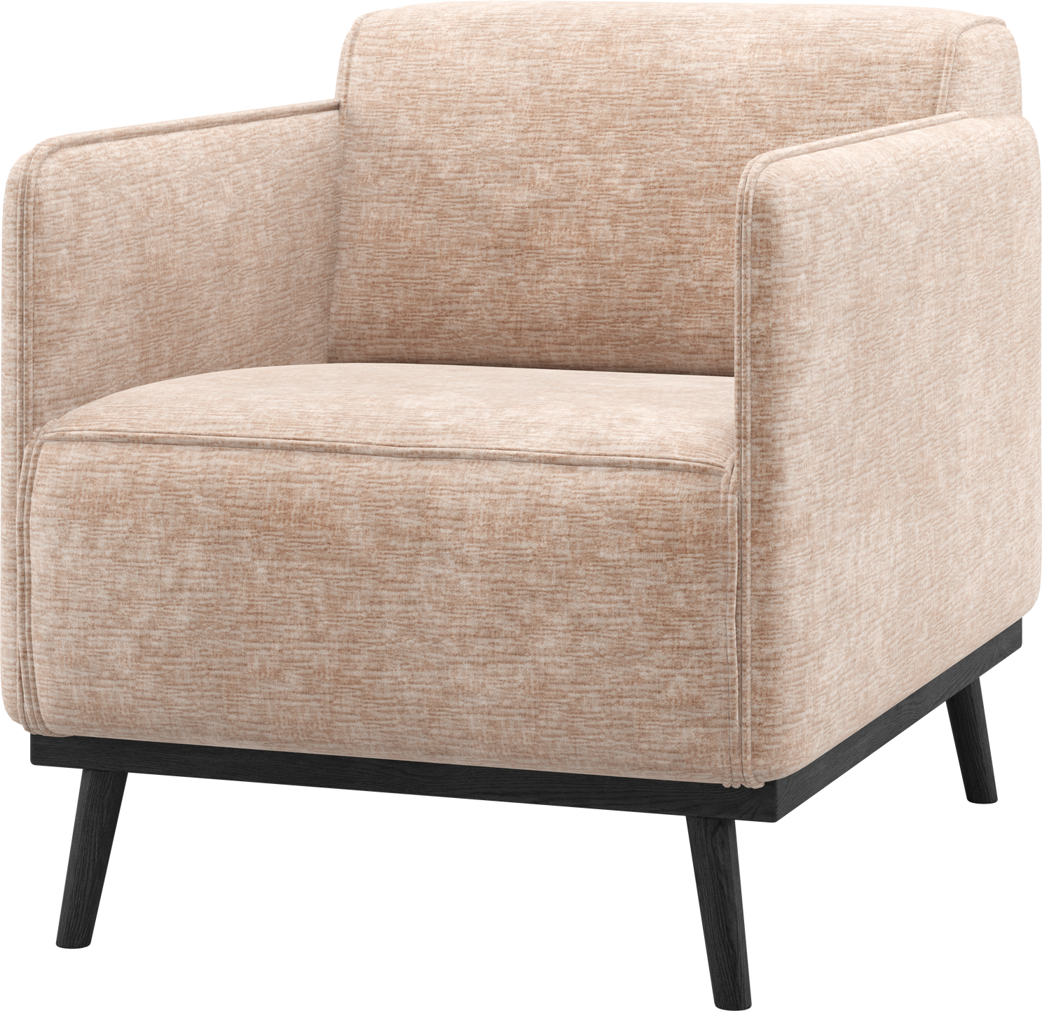 Lænestol loungestol WOOOD Statement, velour-chenille natur, bøgetræsben, H77xB72xD93 cm
