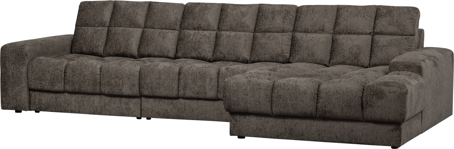 WOOOD Second Date chaiselong sofa højrevendt i gråt velour 316x162x78 cm
