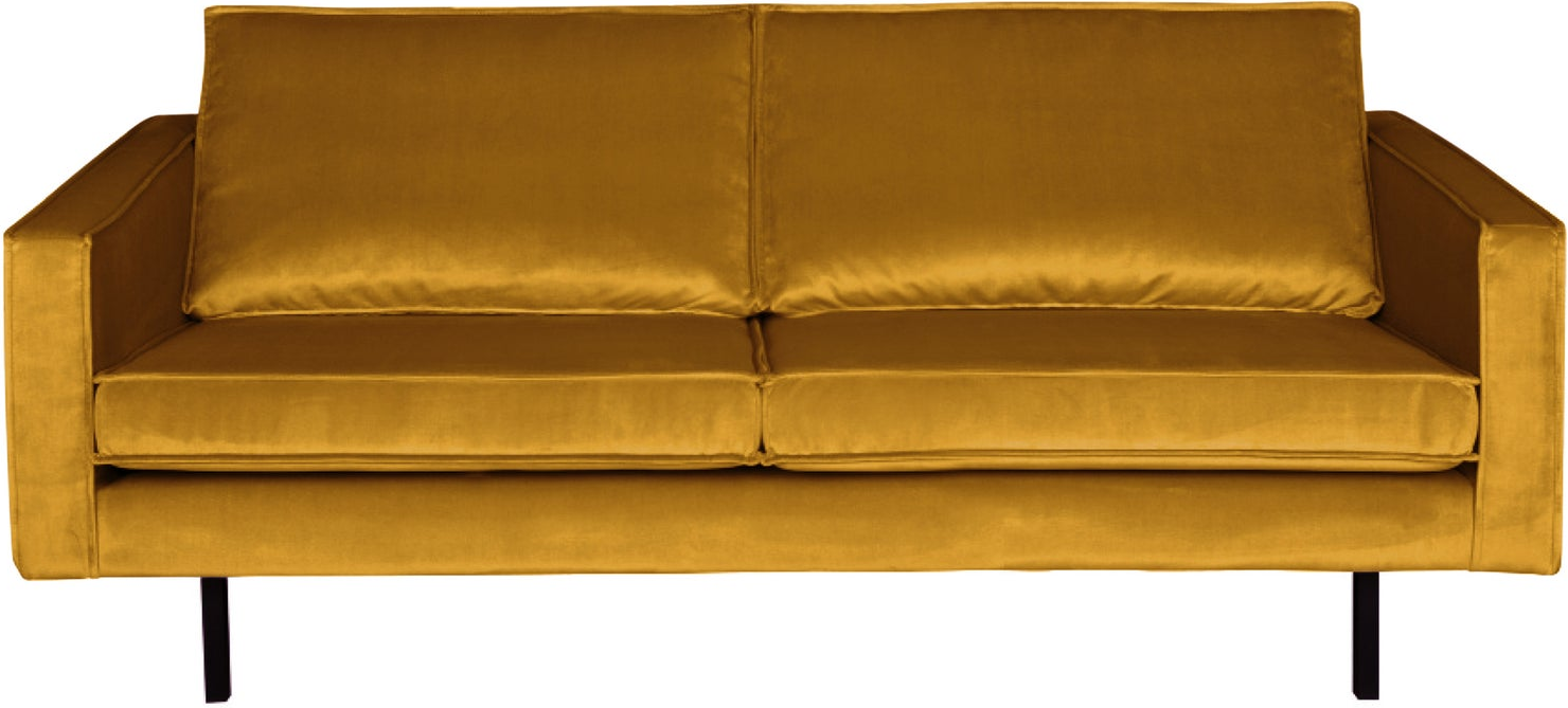 2,5-personers sofa WOOOD Rodeo i oker velour, B190 cm, fast siddekomfort, metalstel, Martindale 100.000