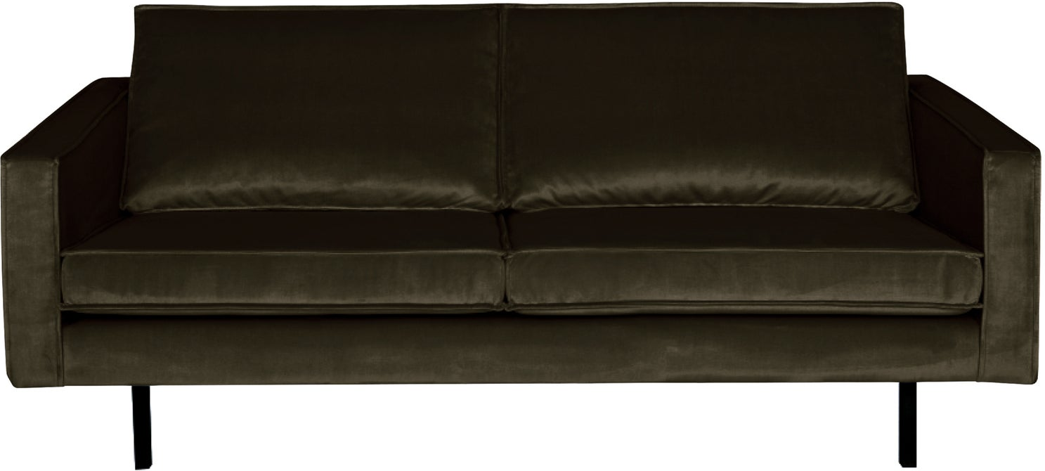 2,5-personers sofa WOOOD Rodeo mørkegrøn velour, metalben, faste hynder