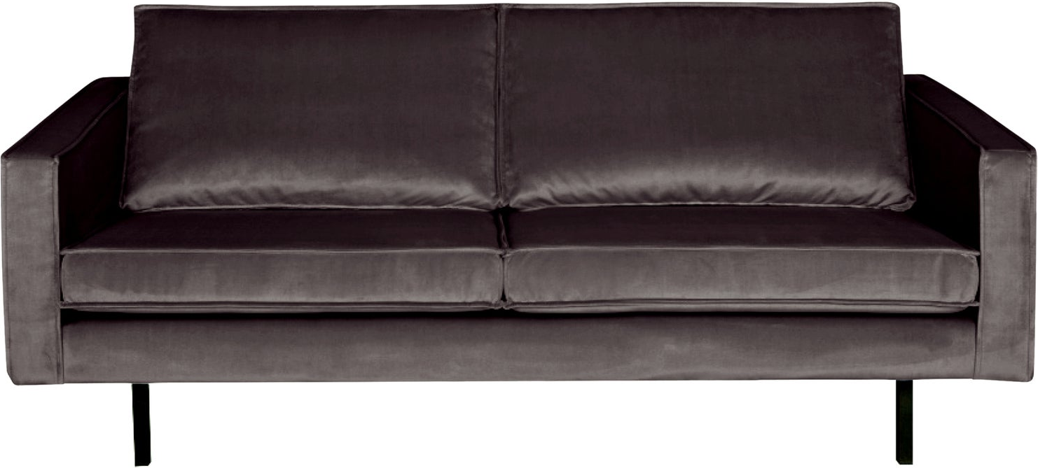 2,5-personers sofa WOOOD Rodeo antracit velour B190 cm, fast siddekomfort, metalben
