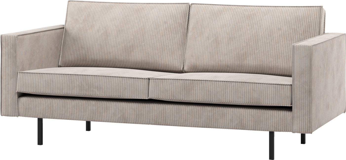 2-personers sofa WOOOD Rodeo - jacquardvævet Remy Rib ribstof ecru, B190 D86 H85 cm