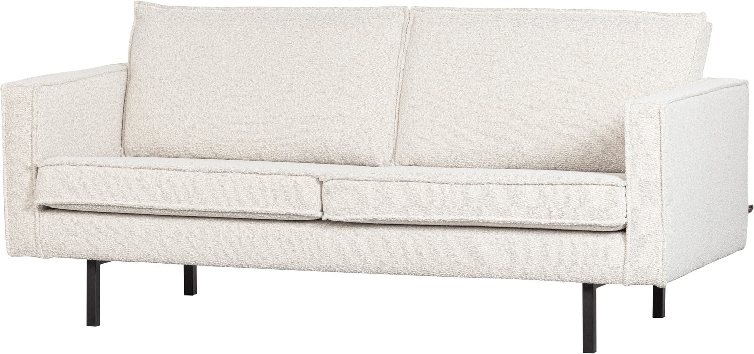 2,5-personers sofa WOOOD Rodeo bouclé natur, fast siddekomfort, slankt benstel, 85x190x86 cm