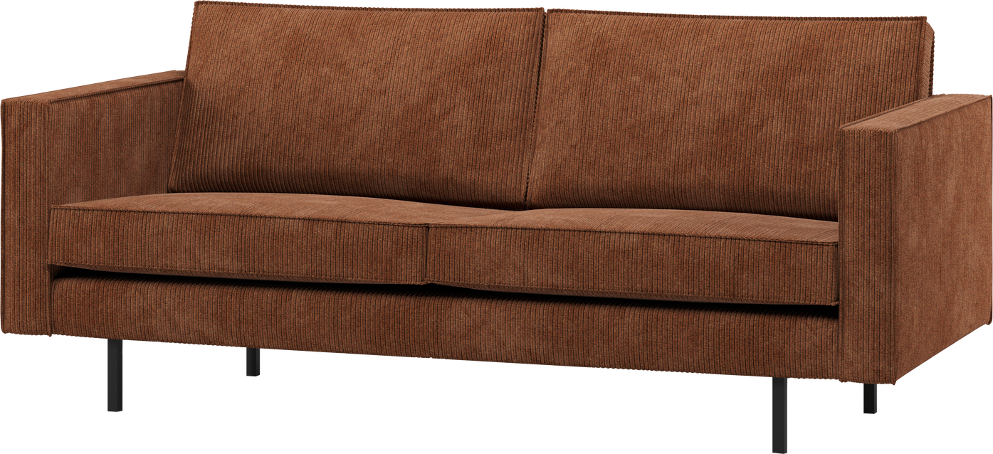 2,5-personers sofa WOOOD Rodeo rustbrun ribstof, jacquardvævet polyester, fast siddekomfort, 190 cm