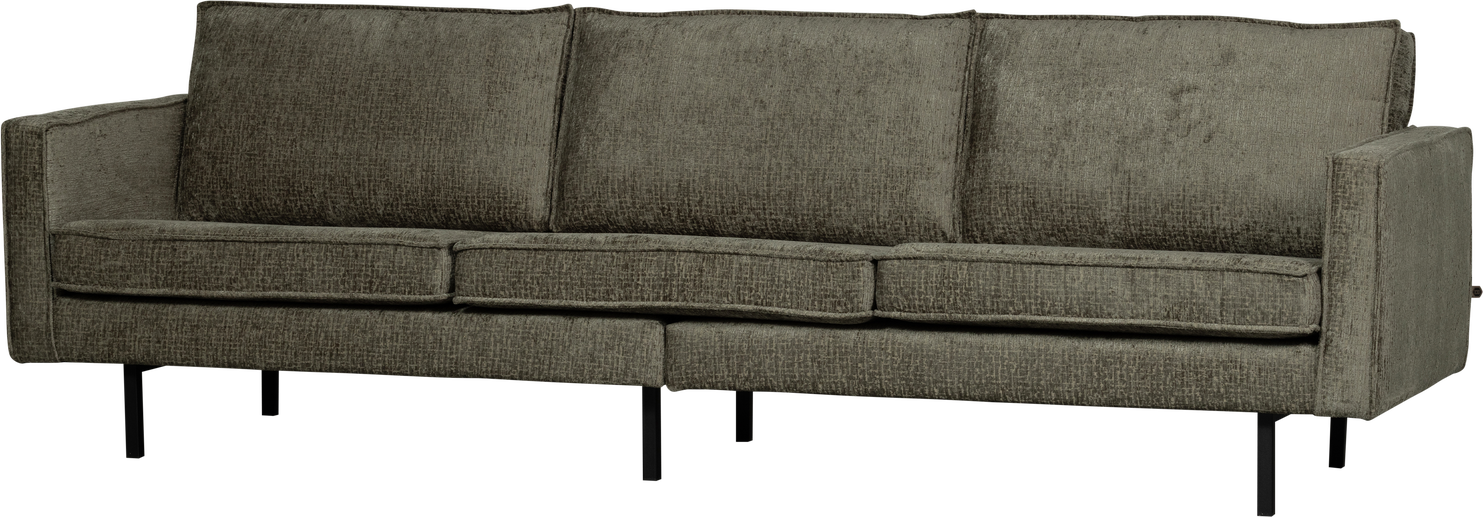 3-personers sofa tresæders WOOOD Rodeo frost blå struktureret velour 100% polyester, faste hynder, zigzagfjedre