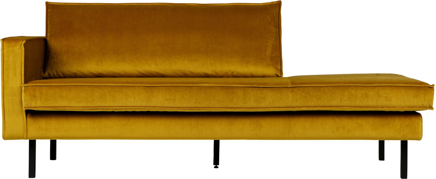 Daybed WOOOD Rodeo venstrevendt, oker Jarra-fløjl velour, 203x86x85 cm