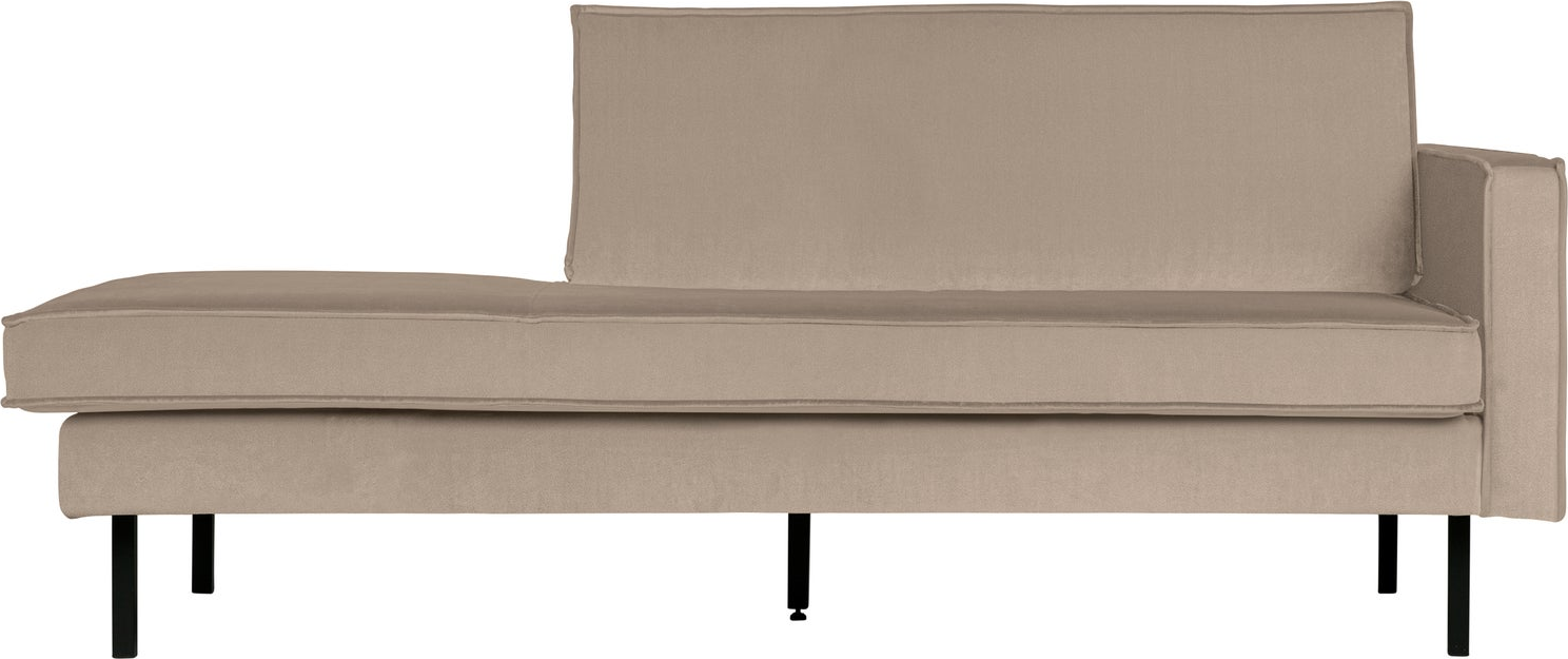 Daybed WOOOD Rodeo khaki velour, loungesofa højrevendt, 203 x 86 cm