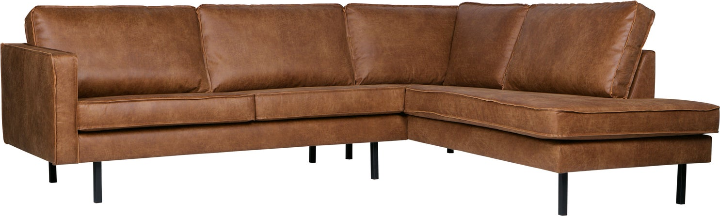 Hjørnesofa WOOOD Rodeo loungesofa cognac ecoleather genanvendt læder B266xD213xH85 cm højre