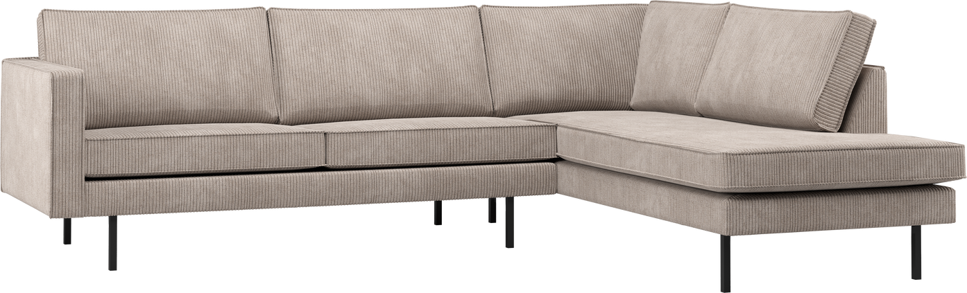 Højrevendt hjørnesofa WOOOD Rodeo 266x213x85 cm mørk sand Remy Rib jacquard 100% polyester fast komfort