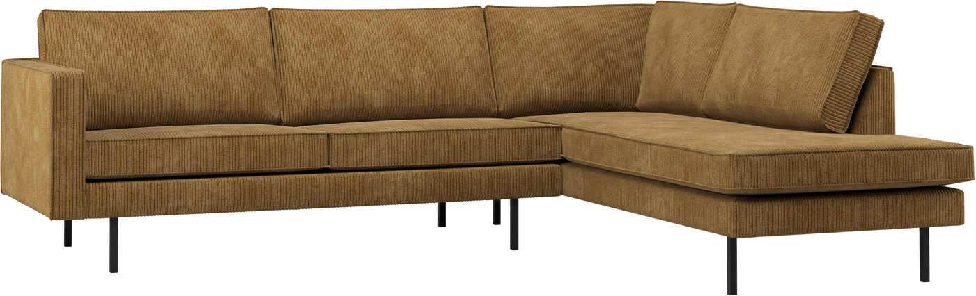 Højrevendt hjørnesofa WOOOD Rodeo honninggul Remy Rib stof H85xB266xD213 cm